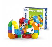 Clickrail Electric Train Set for Kids, Flexible Race Track with 360-Degree Loops & 3D Embedded Layouts, Motorized Rail Cube Building Toy Gift