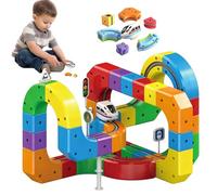 Clickrail Electric Train Set, Gravity-Defying 3D Embedded Layouts Train Track Set, Flexible Rail Tracks with Motorized Train & 360° Loops, Creative Magnetic Construction Toy for Kids (A - 81Pcs)