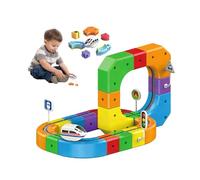 Clickrail Electric Train Set, Gravity-Defying 3D Embedded Layouts Train Track Set, Flexible Rail Tracks with Motorized Train & 360° Loops, Creative Magnetic Construction Toy for Kids (A - 51Pcs)