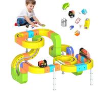 Clickrail Electric Train Set, Gravity-Defying 3D Embedded Layouts Train Track Set, Flexible Rail Tracks with Motorized Train & 360° Loops, Creative Magnetic Construction Toy for Kids (B - 167pcs)