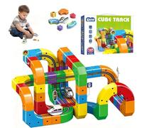 Clickrail Electric Train Set - Magic Rail Cube Train Set,Track Fusion Toy - 3D Embedded Layouts Track Sets - with Gravity-Defying Motorized Trains - DIY Cube Rail Building Toy Gifts for Kids 81pcs