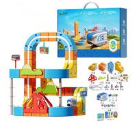 Clickrail Electric Train Set, Magnetic Rail Cube Track Fusion Train Toy, 3D DIY Embedded Layouts Building Toy for Boys & Girls Birthday Gifts 83PCS