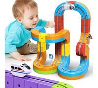 Clickrail Electric Train Set, Track Fusion 3D Train, Magic Rail Cube Train Set, Cube Track With Electric Rotating Train, Construction Toys, Christmas Toys for 2+ Year Old Boy (Set of 81)