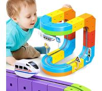 Clickrail Electric Train Set, Track Fusion 3D Train, Magic Rail Cube Train Set, Cube Track With Electric Rotating Train, Construction Toys, Christmas Toys for 2+ Year Old Boy (Set of 51)