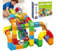 Clickrail Electric Train Set,Track Fusion Toy,Magic Cube Track Building Toys with Gravity-Defying Motorized Train,DIY 3D Embedded Flexible Race,Educational for Boys & Girls Ages 3-8(123)