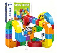 Clickrail Electric Train Set, Track Fusion Toy, Magic Rail Cube Train Set, with Gravity-Defying Motorized Train, 3D Embedded Layouts Train Track Set, DIY Cube Track, for Kids (81PCS)