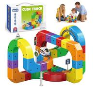 Clickrail Electric Train Set, Track Fusion Train Toy, Magic Rail Cube Train Set, Gravity-Defying 3D Embedded Layouts & Motorized Car, DIY Building Car Track Toys for Kids Boys Girls Gifts (51pcs)