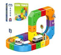 Clickrail Magic Rail Cube Electric Train Set, 3d Track Fusion Race Track With Motorized Car, Magnetic Diy Cube System, Gravity-defying Toy For Kids, For Kids Boys Girls Xmas Birthday Gifts 51pcs