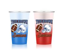 Clickslock Touchdown Season Color Changing Aluminum Cups-16oz Set of 2- Cold Activated to Red & Blue - American Football Party Mugs for Game Day & Tailgates-Sports Fan Drinkware Gift