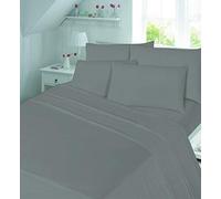 clicktostyle 100% BRUSHED COTTON 4FT SMALL DOUBLE FLANNELETTE EXTRA DEEP 16" FITTED SHEET WARM SOFT BED SHEETS (Grey)