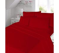 clicktostyle 100% BRUSHED COTTON 4FT SMALL DOUBLE FLANNELETTE EXTRA DEEP 16" FITTED SHEET WARM SOFT BED SHEETS (Red)