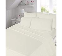 clicktostyle 100% BRUSHED COTTON 4FT SMALL DOUBLE FLANNELETTE EXTRA DEEP 16" FITTED SHEET WARM SOFT BED SHEETS (Cream)
