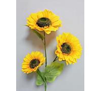 clicktostyle 3 Heads Giant Stem Sunflower Bouquet Fake Silk Garden Wedding Party Decor Artificial Flower (Sunflower)
