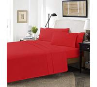 clicktostyle Polycotton Easy Care Fabric Red Pair of Pillow Cases