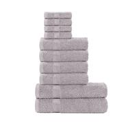 clicktostyle Pure Cotton 10 Piece Thick Highly Absorbent Towel Bale Set 4 Face 4 Hand 2 Bath Towels (Dim Grey)