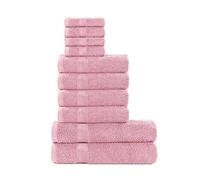 clicktostyle Pure Cotton 10 Piece Thick Highly Absorbent Towel Bale Set 4 Face 4 Hand 2 Bath Towels (Tea Pink)
