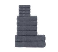 clicktostyle Pure Cotton 10 Piece Thick Highly Absorbent Towel Bale Set 4 Face 4 Hand 2 Bath Towels (Slate Gray)