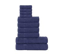 clicktostyle Pure Cotton 10 Piece Thick Highly Absorbent Towel Bale Set 4 Face 4 Hand 2 Bath Towels (Blue Grindle)