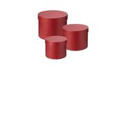 clicktostyle Round Symphony Lined Flower Hat Boxes, Set of 3, Multiple Colours, Stackable Storage, FSC Certified Cardboard (Red)