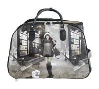 clicktostyle Unisex Wheeled Trolley Luggage Weekend Holiday Fashion Ladies Travel Holdall Bag (Beauty and Dog B&W T304)