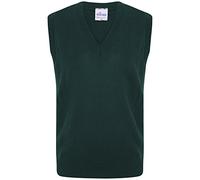 clicktostyles School Uniform Unisex Boys Girls Kids V Neck Knitted Sleeveless Tank Top Jumper (Green, 36 (Small))