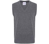 clicktostyles School Uniform Unisex Boys Girls Kids V Neck Knitted Sleeveless Tank Top Jumper (Grey, 32 (11-12 yrs))