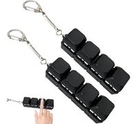 Clicky Keyboard Fidget Toy with 4 Buttons & Keychain, 2PCS Durable Sensory Fidget Toys for Stress Relief, Fun Gifts for Adults Office School