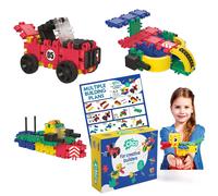 Clics construction toys for children from 3 years, creative educational toys in a 69 piece set, building blocks for girls and boys, Montessori STEM toys, durable toys made from recycled material