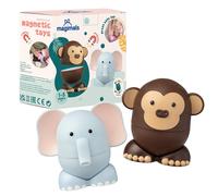 Magimals Safari - Interactive & Magnetic Animals to connect together (6 pieces). Fun and creative bath toys for your child - Safe and squeezable.