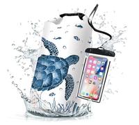 Cliduli Waterproof Dry Bag Backpack 20L, Roll Top Sea Turtle Coral Starfish 5L/10L/20L Floating and Lightweight Bags for Kayaking, Boating, Fishing, Swimming and Camping with Waterproof Phone Case