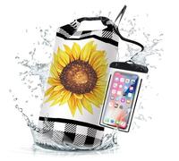 Cliduli Waterproof Dry Bag,Roll Top Sunflower Small Waterproof Backpack 2L/5L/10L/20L/30L/40L Floating Lightweight Bags for Kayaking, Boating, Fishing, Swimming Camping with Waterproof Phone Case