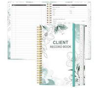 Client Record Book - Hair Stylist Client Profile Book-Binder and Client Record Cards with A-Z Alphabetical Tabs for Salons, Hair Stylist, Nail, Small Business, Teal Floral