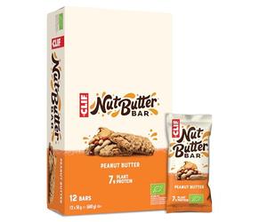 CLIF Nut Butter Bar | Protein Bar with 7g Plant Protein | Peanut Butter | Organic Snack Bars for On-the-Go | 12 x 50 g