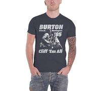 Cliff Burton T Shirt Flag Retro Official Unisex Heather Grey M