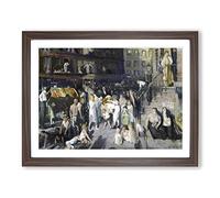 Cliff Dwellers By George Bellows Classic Painting Framed Wall Art Print, Ready to Hang Picture for Living Room Bedroom Home Office Décor, Walnut A2 (64 x 46 cm)