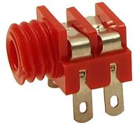 Cliff Electronic Components - 3.5mm Mono Jack Socket, Panel Mount, Solder Tags, Red