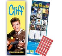 Cliff Richard Calendar 2026 Slim Wall Calendar Gift Present with Free Organising Stickers Included