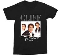 Cliff Richard Retro Unisex T-Shirt Graphic Printed Tee Mens Black Shirt L