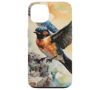 Cliff Swallow Cute Alcohol Ink Art Bird Case for iPhone 13