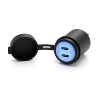 Cliff Top Aluminum DIN Hella Plug to USB-C Charger Adapter, 28W Motorcycle USB-C Charger with Dual PD USB-C Ports, Compatible with BMW, Ducati and Triumph Motorcycles