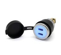 Cliff Top DIN Hella Plug to USB-C Charger Adapter, 28W Motorcycle USB-C Charger with Dual PD USB-C Ports, Compatible with BMW, Ducati and Triumph Motorcycles