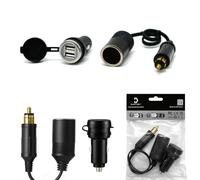 Cliff Top DIN to Cigarette Lighter Adapter with Dual USB Charger, 12V/24V Hella DIN to Cigarette Plug Adapter with Extension Cable, for BMW and Triumph Motorcycles, Not for Cars