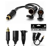 Cliff Top Hella Plug to Cigarette Lighter Adapter with DIN Outlet, 12V/24V Motorcycle Car Truck Power Adapter for BMW