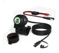 Cliff Top Motorcycle USB Charger Dual USB Port 6A 36W Waterproof Phone Charger with PD USB-C & QC 3.0, Magnetic Power Switch, Heavy Duty, Battery Drain Prevention (SAE Connector)