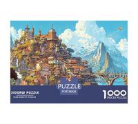 Cliff Town Jigsaw Puzzles Puzzles for Adults Kids. 1000 Pieces Mountain River Impossible Challenge Toy Educational Games Home Decoration for Adults& Kids Age 14 Years Up 38x26cm/1000pcs