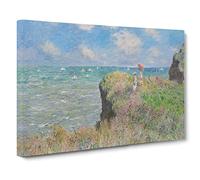 Cliff Walk At Pourville By Claude Monet Canvas Print | Gallery Wrapped 30mm Frame Wall Art | 24x16 inches | Ready to Hang | Impressionist Landscape Picture | Living Room Bedroom Lounge Office