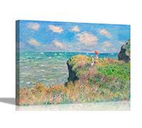 Cliff Walk at Pourville by Claude Monet Canvas Wall Art Prints Pictures Home Living Room Modern Art Landscape Framed Extra Large 101 x 76cm (40 x 30 inches)