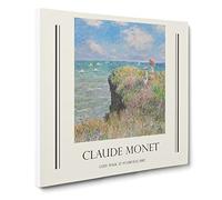 Cliff Walk At Pourville By Claude Monet Exhibition Museum Classic Painting Canvas Wall Art Print Ready to Hang, Framed Picture for Living Room Bedroom Home Office Décor, 20x20 Inch (50x50 cm)