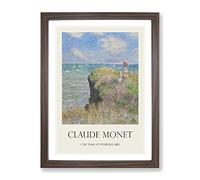 Cliff Walk At Pourville By Claude Monet Exhibition Museum Painting Framed Print | A2 Walnut Framed Wall Art | Ready to Hang | Modern Landscape Picture | Living Room Bedroom Lounge Office