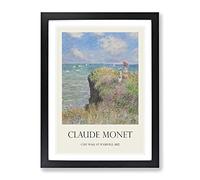 Cliff Walk At Pourville By Claude Monet Exhibition Museum Painting Framed Wall Art Print, Ready to Hang Picture for Living Room Bedroom Home Office Décor, Black A4 (34 x 25 cm)